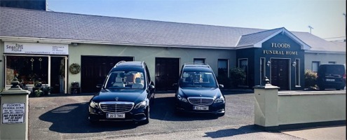 Hearses outside Flood Funeral Directors Funeral Home, Gorey, Co. Wexford, Ireland Hearses outside Flood Funeral Directors Funeral Home, Gorey, Co. Wexford, Ireland